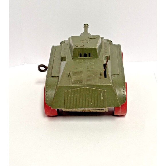 Vntg MARX Wind Up Tank Toy Green Military Army Tank Tin Litho Made In USA - Picture 3 of 11